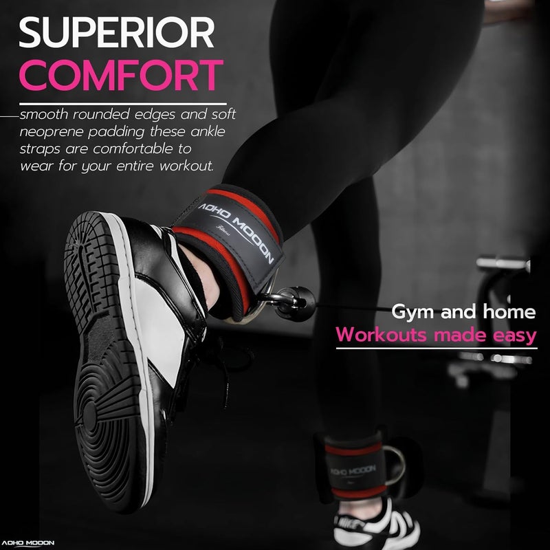 AOHO MOOON Ankle Strap for Cable Machine Attachments, Gym Accessories for Women and Men, Neoprene Ankle Cuffs for glute Kickback, Leg Workouts ande Booty Hip Abductors Exercise - Image 5